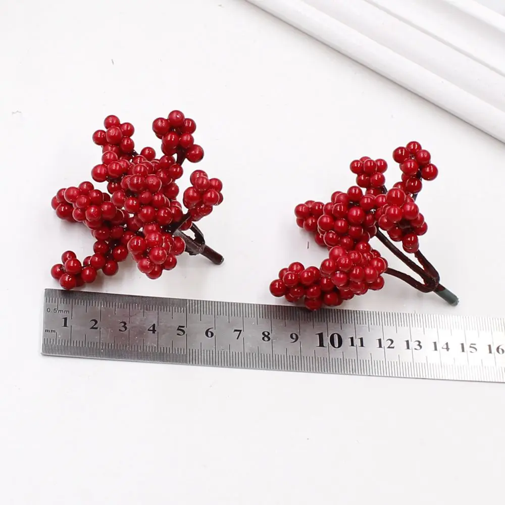 10unids 16 головок мини Поддельные Фрукты Пена маленькие ягоды вишня ветка DIY Искусственные тычинки цветок для свадьбы домашнего ремесла украшения