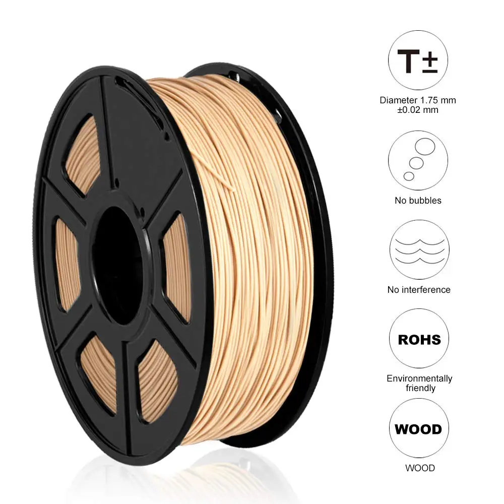SUNLU Wood fiber 3d printer filament PLA&wood 3d filament 1.75mm 1kg wood fialment with 18%wood fiber & 82% PLA no bubble