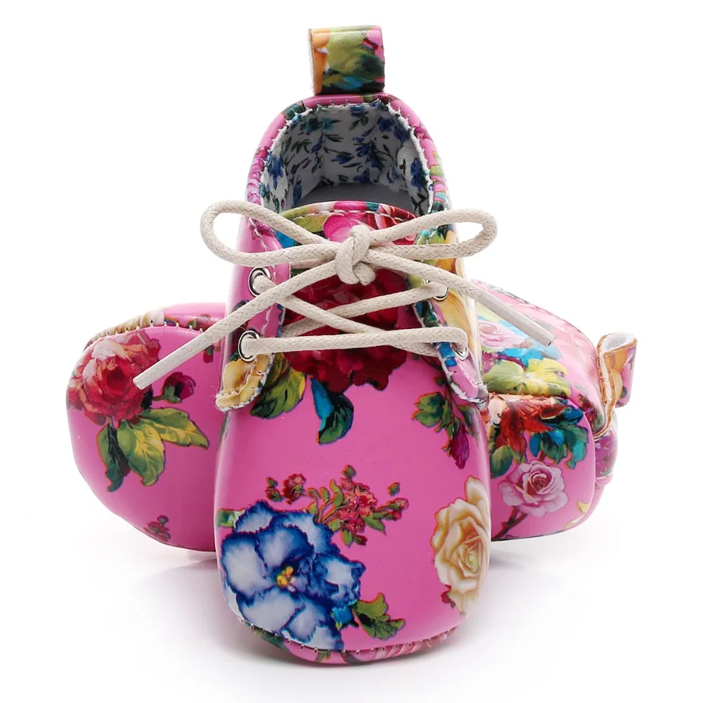 Цветочный принт детская обувь из искусственной кожи на осень со шнуровкой новые