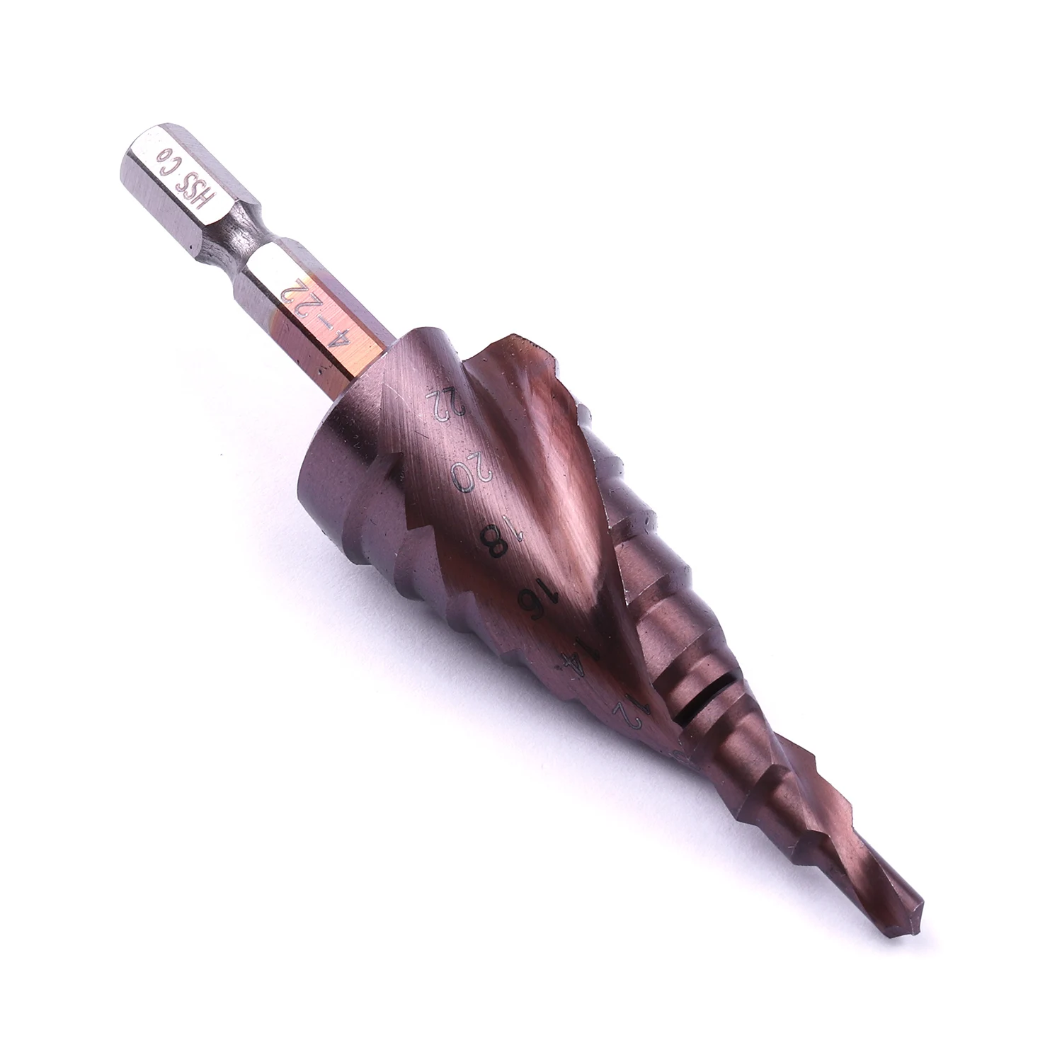 Спиральное ступенчатое сверло HSS CO Cobalt M35 с шестигранным хвостовиком 1/4