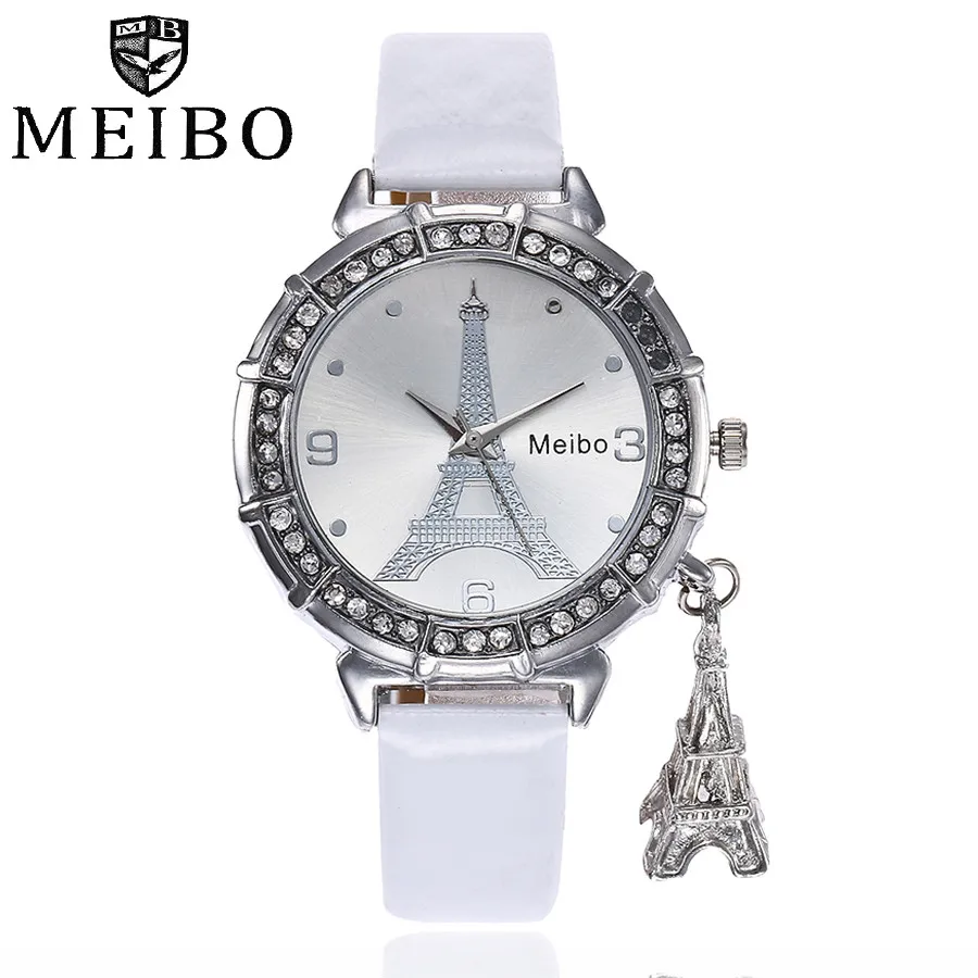 2018 Горячая Распродажа женские часы MEIBO кварцевые Эйфелева башня стразы подвеска