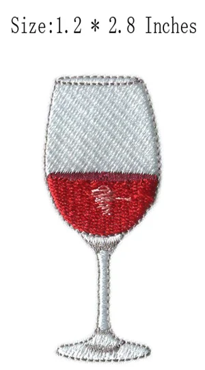 

Red wine 1.2"wide embroidery patch for for cloth/iron on backing/wine glass