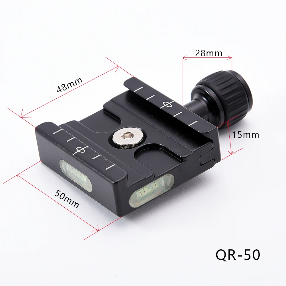 QR-50 Adapter Plate Square Clamp with Gradienter for Quick Release Plate for Tripod Ball Head Arca Swiss RRS Wimberley Benro