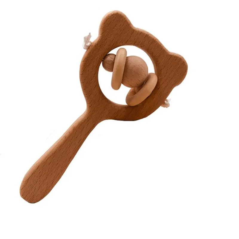 Детские игрушки в виде совы медведь из Букового дерева деревянное кольцо для