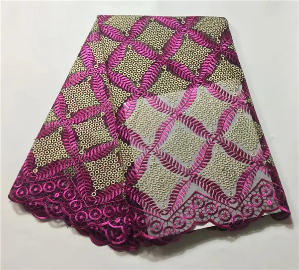 Новая африканская Кружево Ткань 2018 вышитые в нигерийском стиле S розовый цвет