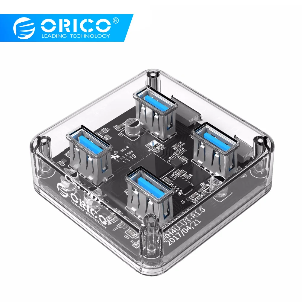 ORICO usb хаб MH4U 4 порта USB3.0 прозрачный Настольный концентратор с резиновой