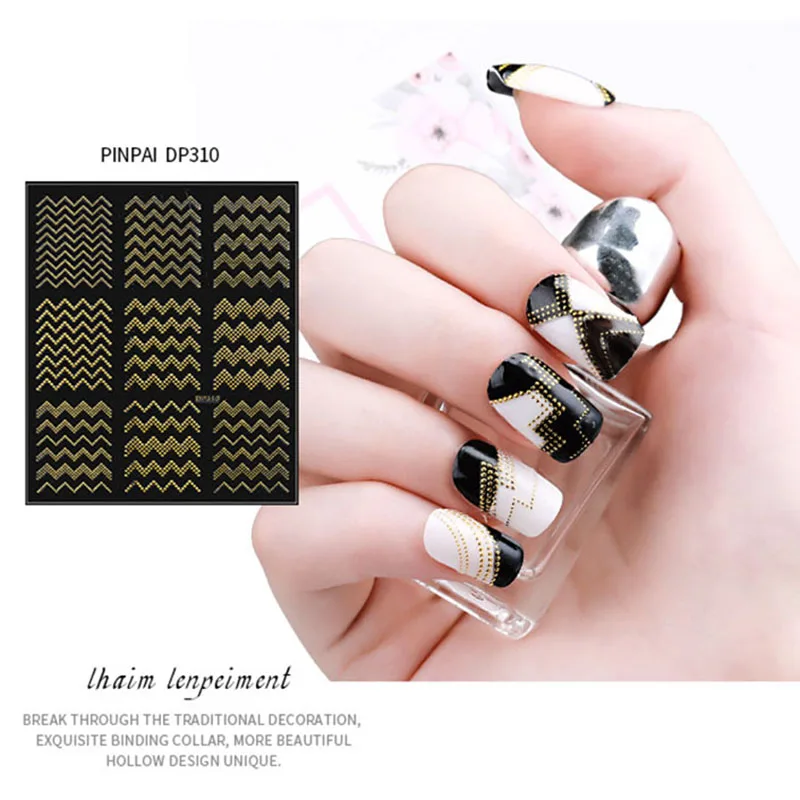 5 листов горячей штамповки 3D наклейки для ногтей металлические полосы с