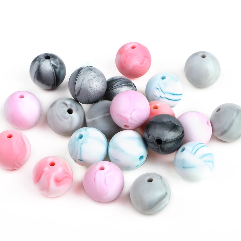 TYRY.HU 100pc Silicone Beads Round 15mm Newborn Teething Teether Accessories Pacifier Clips Necklace Bead Food |