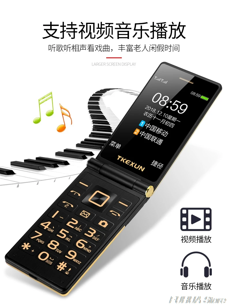TKEXUN M2 PLUS 3g WCDMA флип-телефон 3,0 ''большой ключ шрифт сенсорный экран мобильный телефон один ключ циферблат старый человек Celulares PK G10 FM