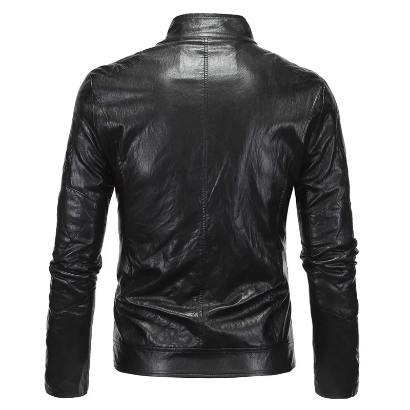 New Motorcycle Fashion Faux Leather Jacket Men 2016 Zipper decoration Moto Biker Brand Veste Homme Autumn Windbreaker | Мужская одежда
