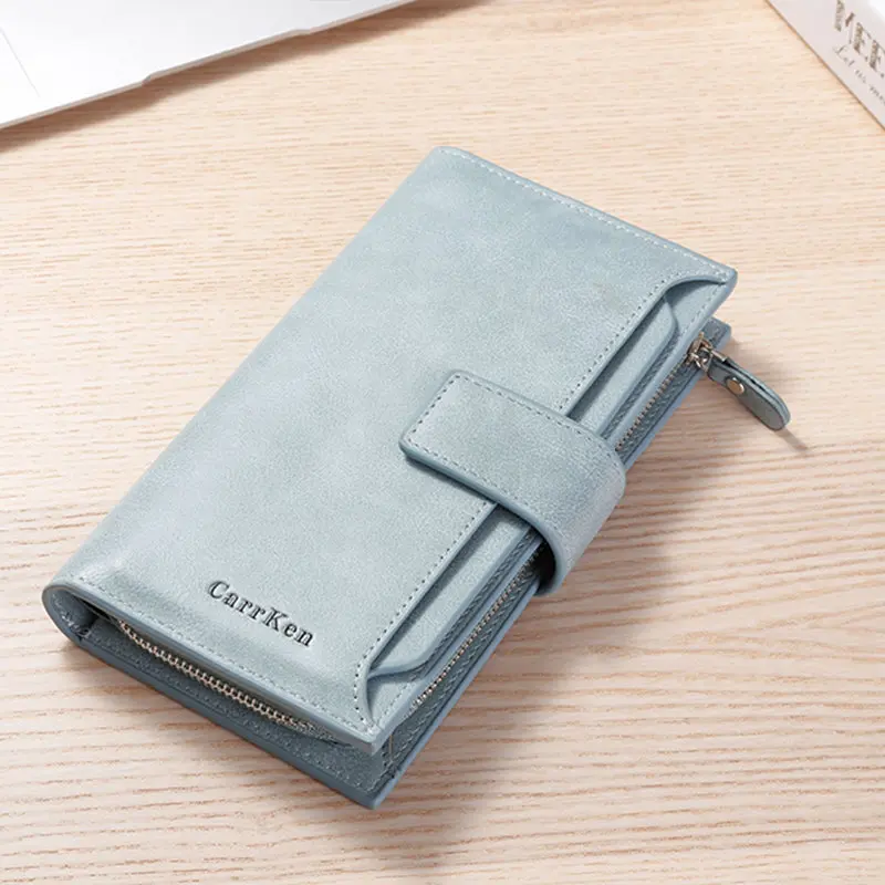 CarrKen модные роскошные женские кожаные кошельки кошелек женский портмоне кошелек для женщин держатель для карт браслет деньги небольшая сумка - Цвет: Light blue