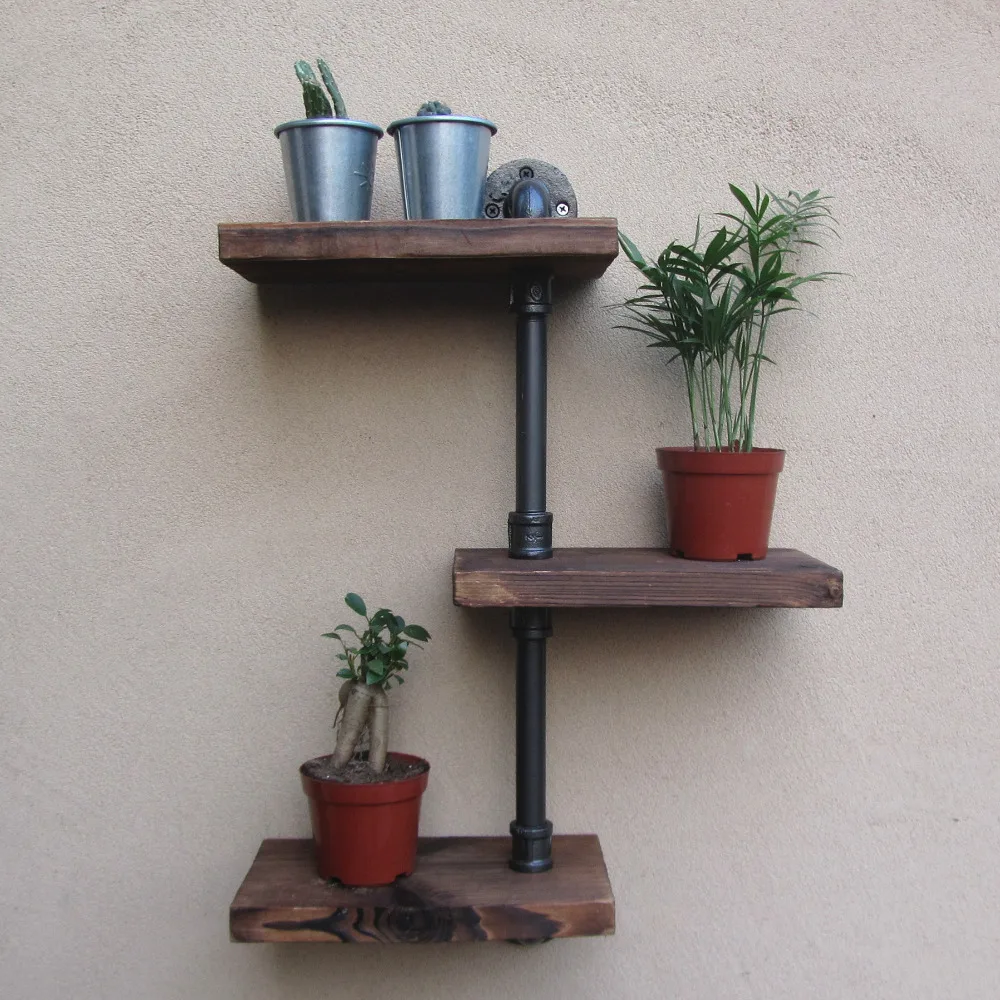 Промышленная сельская городская железная настенная полка для труб 3 яруса