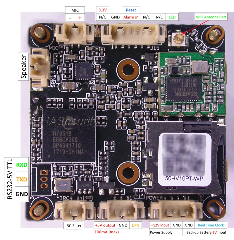Плата модуля для IP камеры видеонаблюдения Hi3518EV200 Wi Fi IPC 720P 1/4 дюйма КМОП датчик ИК