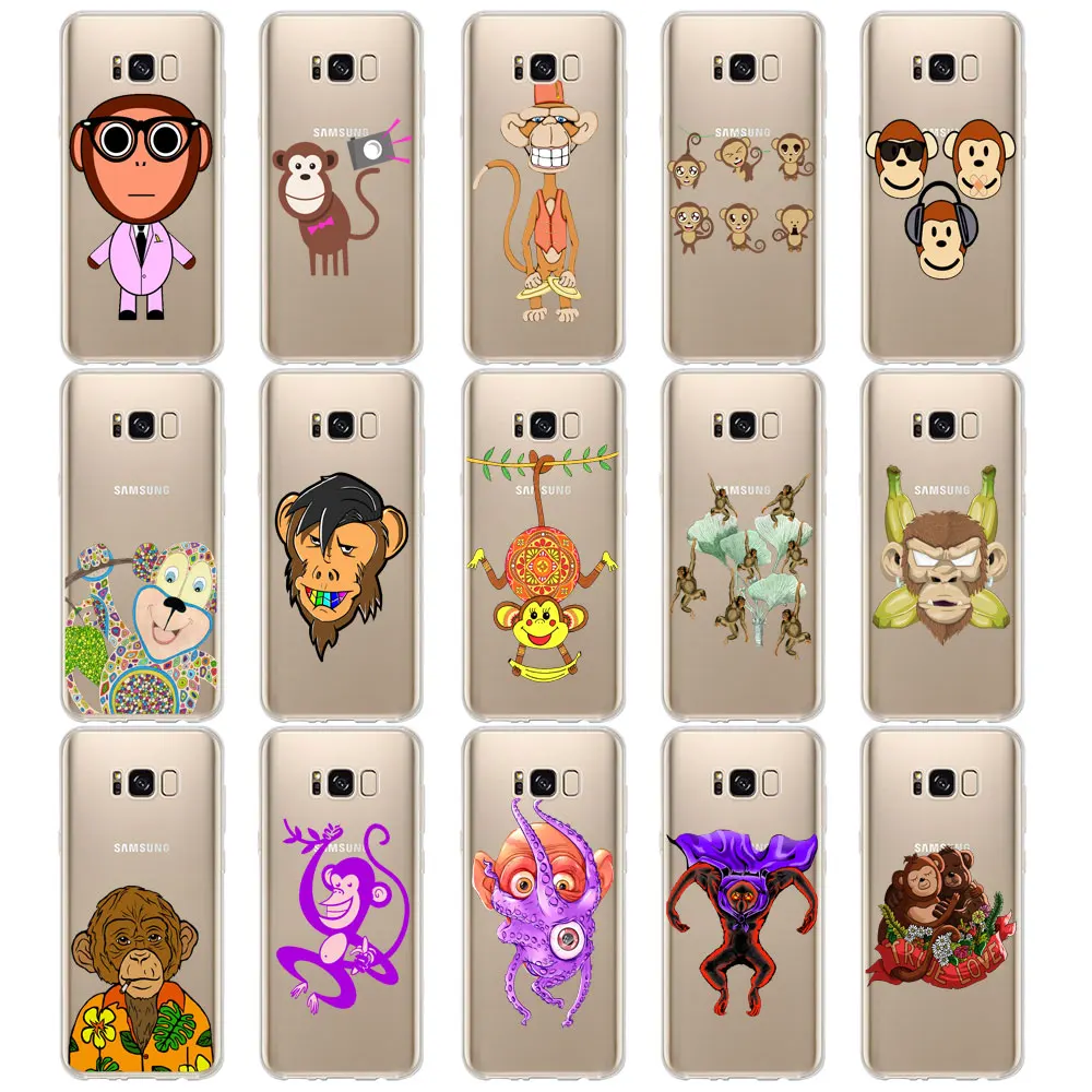 DREAM FOX K324 Fashion Monkey Soft TPU Silicone Case Cover For Samsung Galaxy Note S 6 7 8 9 Edge Plus Grand Prime |