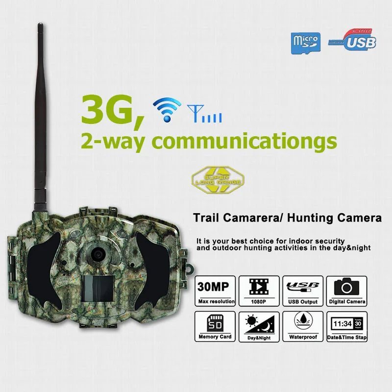 MG983G-30M Bolyguard охотничья камера 30MP 1080HD MMS/GPRS 3g дикая игра скаутинг 940nm ИК ночного видения 100ft обнаружения камеры безопасности - Цвет: MG983G-30M