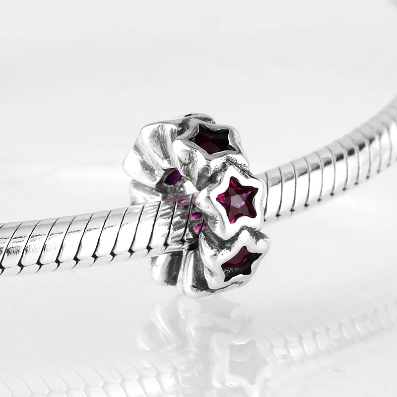 Женский браслет Pandora из стерлингового серебра 925 пробы с розовым красным