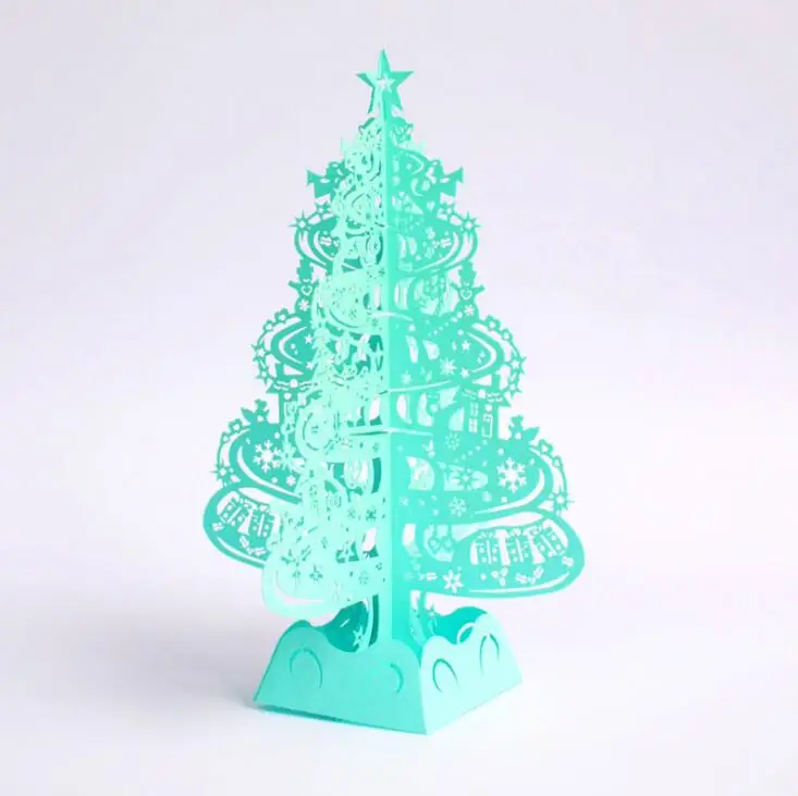Рождественская елка подарки 3D лазерная резка всплывающие карты ручной работы