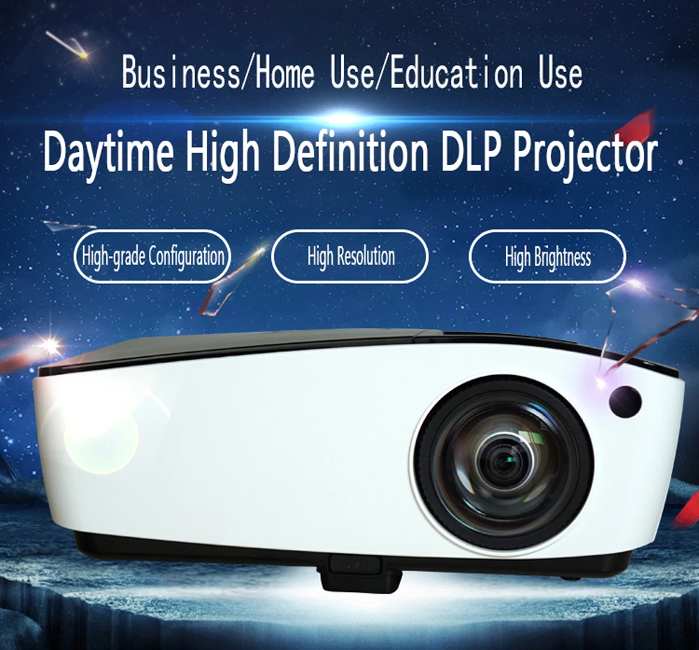 WZATCO коротковолновый проектор дневного света HDMI домашний кинотеатр 1080p full HD 3D DLP проектор для церковного зала отеля