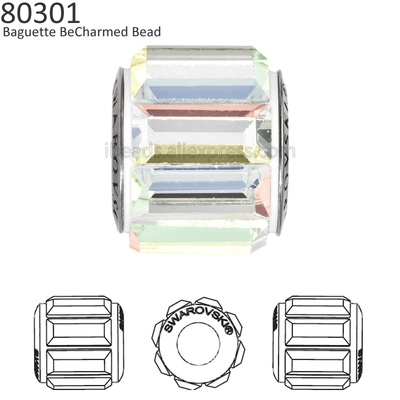 1 шт.) Кристалл от Swarovski 80301 багет Becharmed& Pave Бусины Подходят для брендовых браслетов и ювелирных изделий