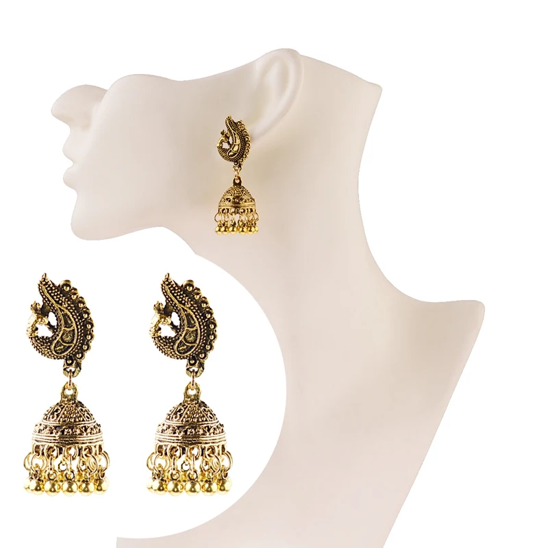 DOUVEI этнические золотые серьги Jhumka Jhumki Висячие для женщин в стиле бохо