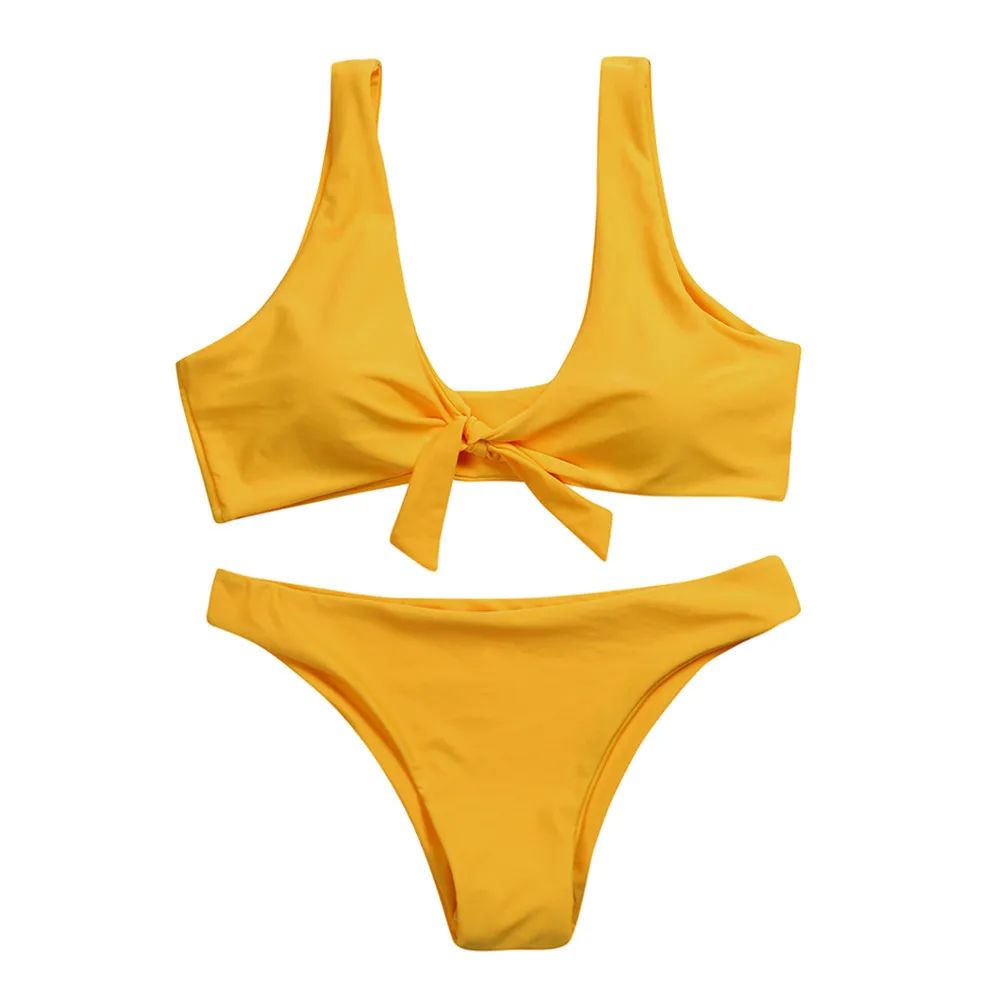 Сексуальное бикини с узелками мягкие стринги набор женский купальник глубоким
