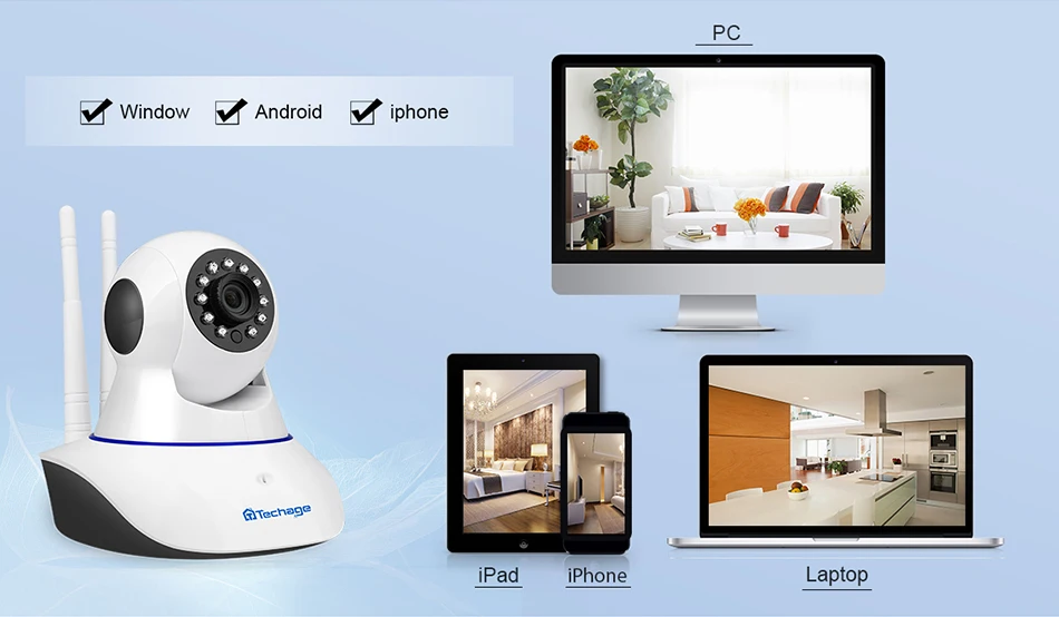 Techage 1080P Беспроводной IP Камера ИК Ночное видение Видеоняни и радионяни купол в помещении 2-полосная аудио-видео CCTV Wi-Fi камеры видеонаблюдения