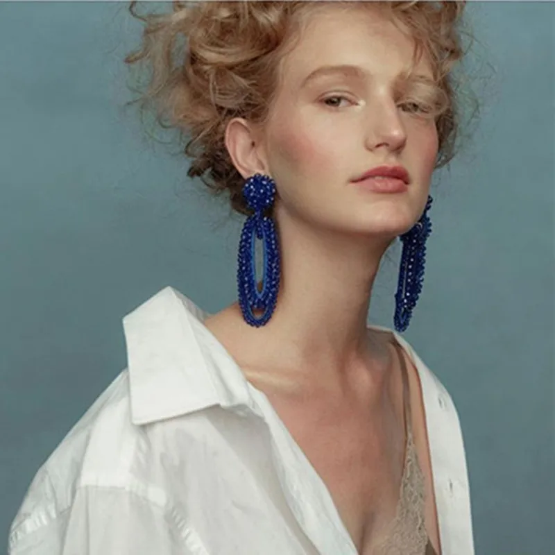 Длинные серьги в стиле барокко с кристаллами бохо Модная бижутерия подвесные