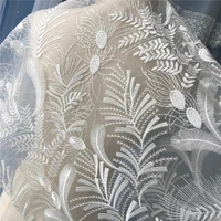 130cm1meter french embroidery lace fabric for wedding dress white lace embroidered applique diy party dresses fabrics