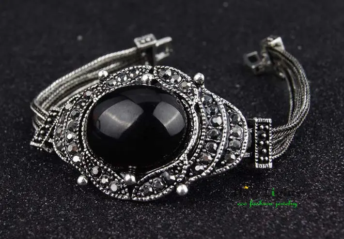 Лидер продаж женский браслет под старину гематит страз Ретро стиль Зеленый