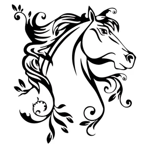 20*22,4 см лошадиные цветы креативные наклейки на дверь автомобиля Наклейка стильные автомобильные стильные аксессуары черныйсеребристый C9-0873