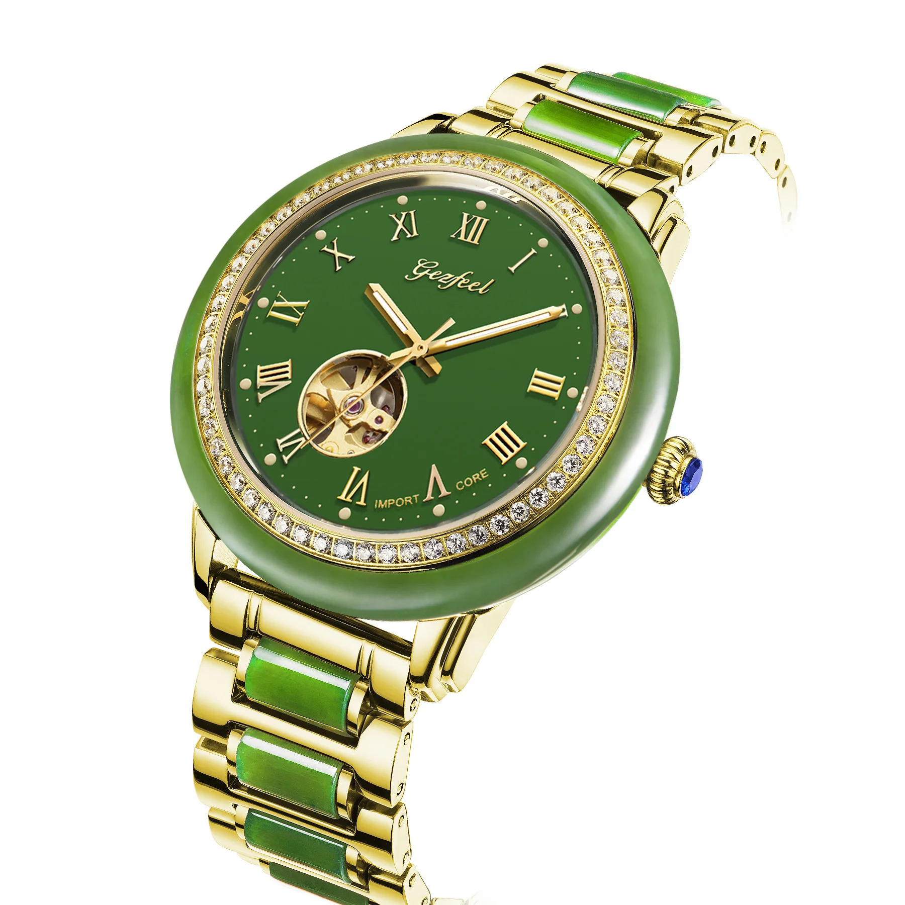 NEW Couple Watches Woman Watches jade business Men's watches Jade mechanical hollow Top luxury personality creative Female Clock
