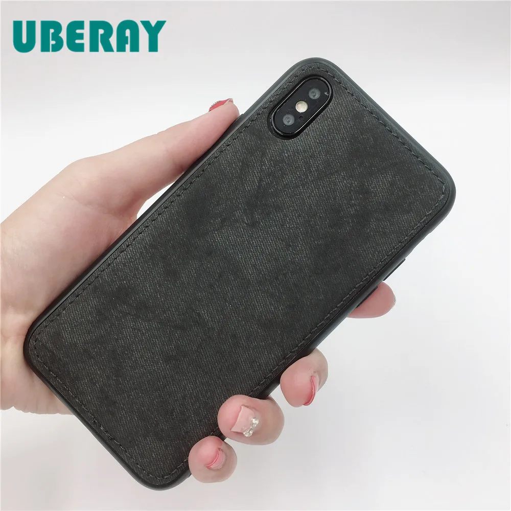 Роскошный чехол UBERAY тканевый для iphone 7 iPhone X Простой деловой красный коричневый 6S 8