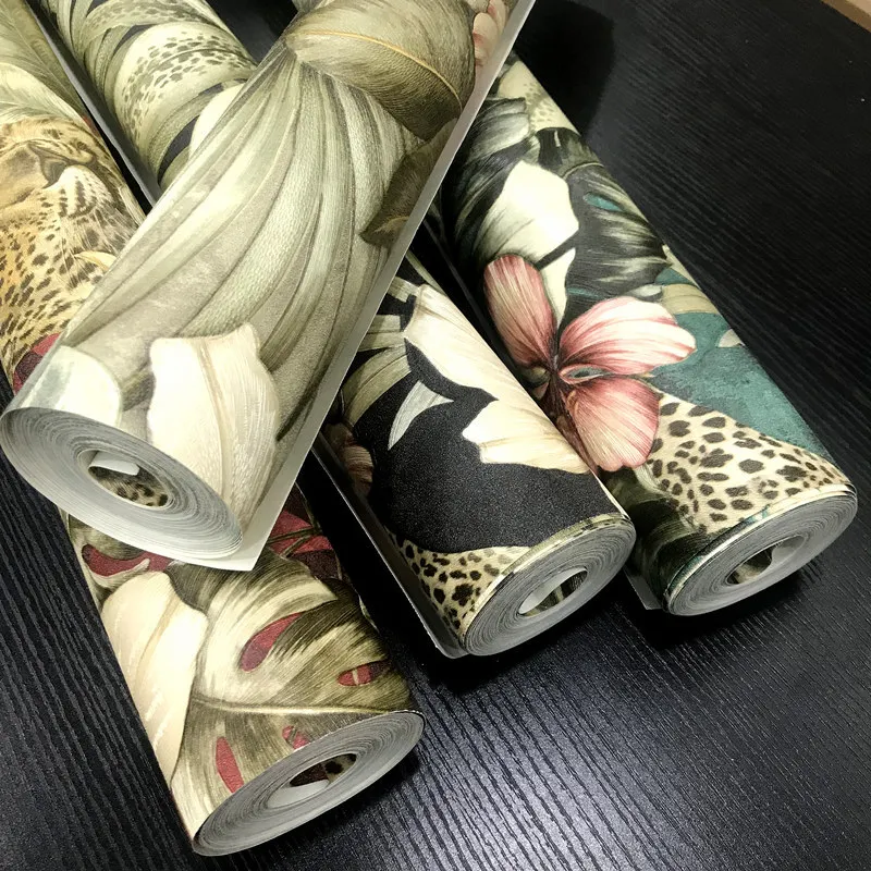 Высококачественная винтажная настенная 3d Бумага в виде леопарда из тропического