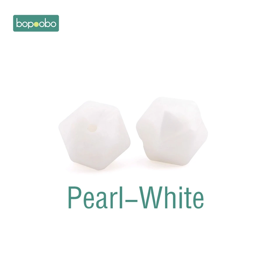 Pearl White Bopoobo 10 шт. 14 мм шестигранные силиконовые бусины детский Прорезыватель экологичный BPA Бесплатно Детские Прорезыватели для прорезывания зубов, цепочки, бусины для малышей - Цвет: Pearl White