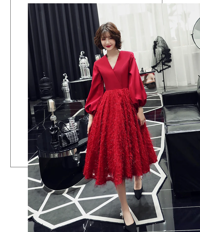 Robe De Soiree, кружевное сексуальное длинное вечернее платье с v-образным вырезом,, для невесты, банкета, элегантные вечерние платья длиной до середины икры, LF213