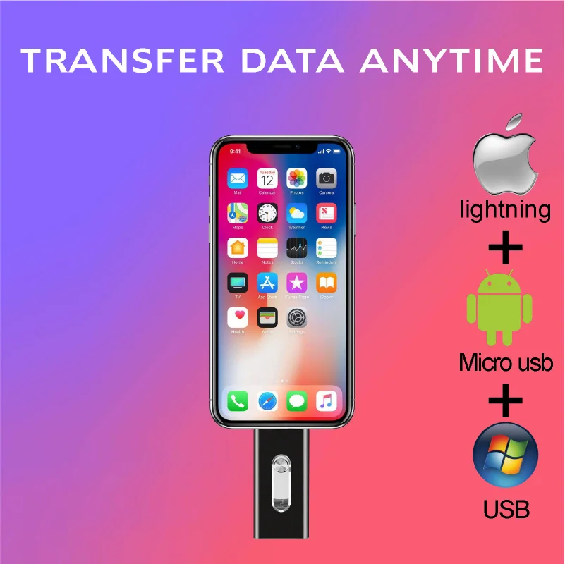 Бесплатный тип-C адаптер Флешка для iphone iPad OTG USB флэш-накопитель Android Micro Photostick USB 3,0 карта памяти 512 ГБ 256 ГБ 128 ГБ
