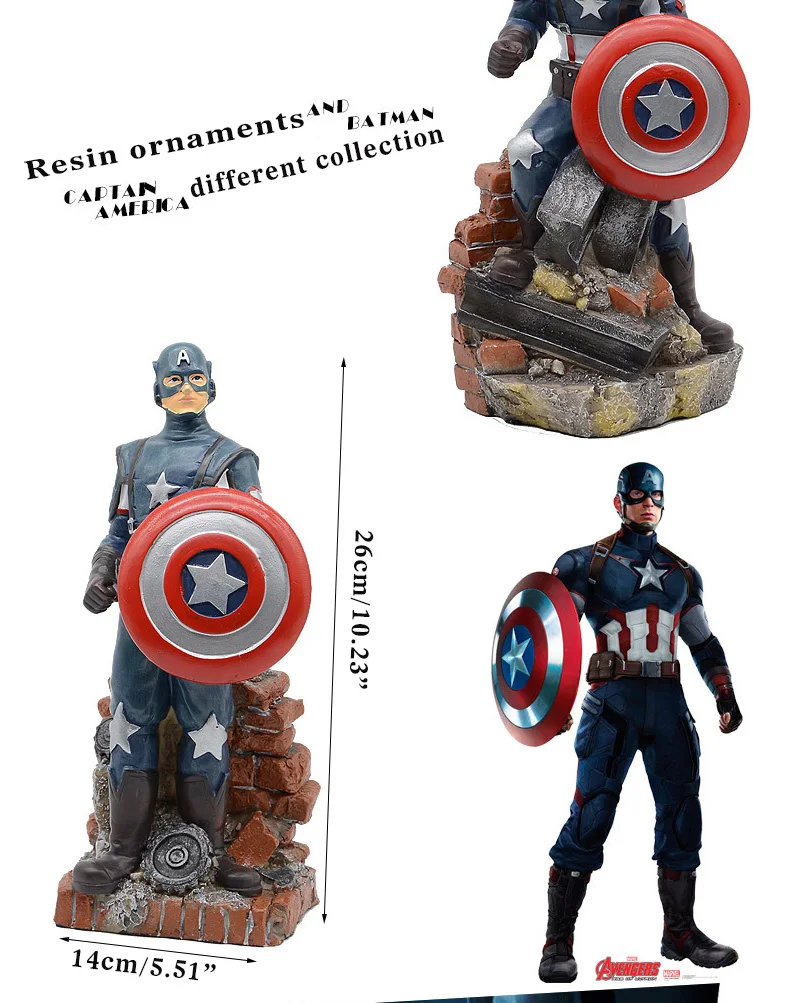Marvel Капитан Америка Бэтмен смолы украшения детские подарки ремесла украшения фигурки игрушки домашний декор современные миниатюры