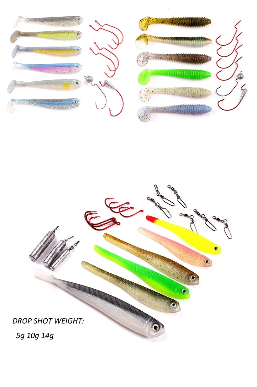 45 Kit Mizugiwa Drop Shot 45 Kit вкл мягкий шэд хвост гольян приманка крючок вес оснастки Вертлюги крючки для Червяков джигхеад крюк бас плавающие приманки - Цвет: 45 Kit