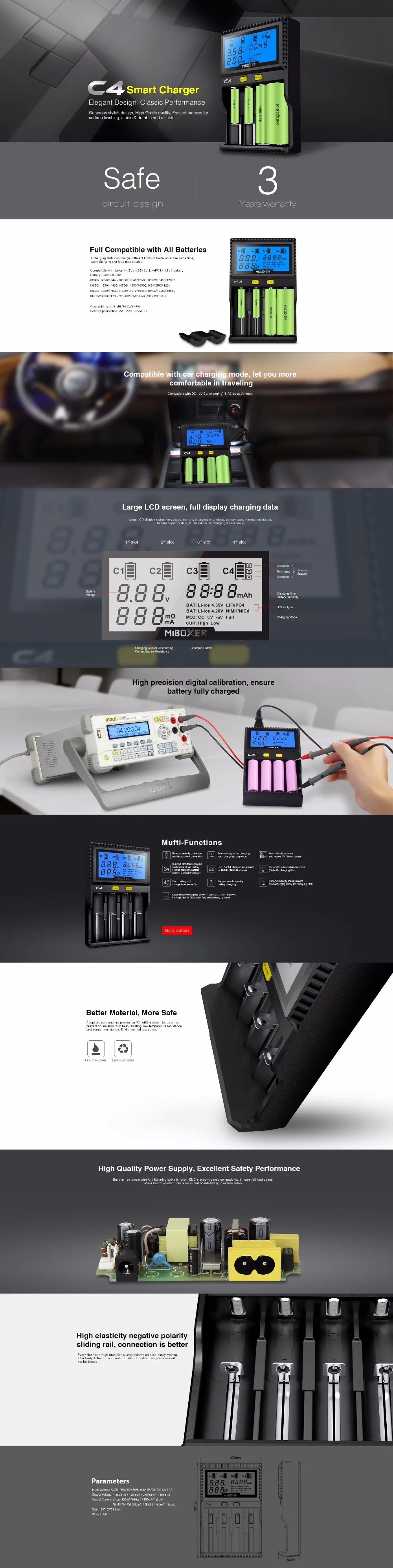 Miboxer 18650 Li-Ion IMR INR ICR lifepo4 зарядное устройство C4 Smart универсальное USB зарядное устройство с ЖК-экраном лучше, чем C3100