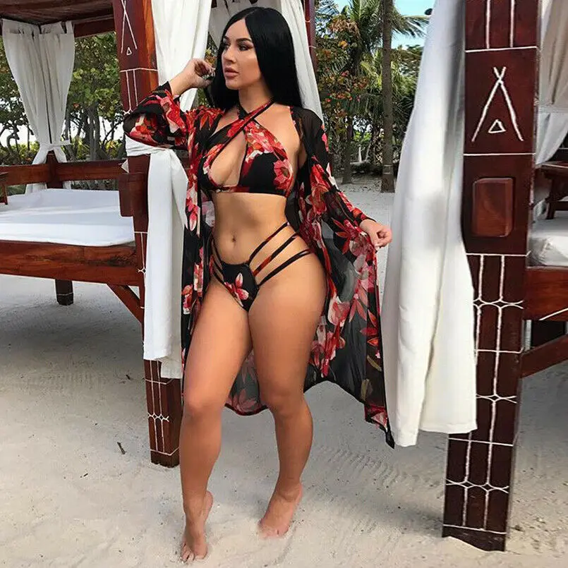 Сексуальный Бандаж из двух частей женский купальник Танкини модный принт пуш-ап