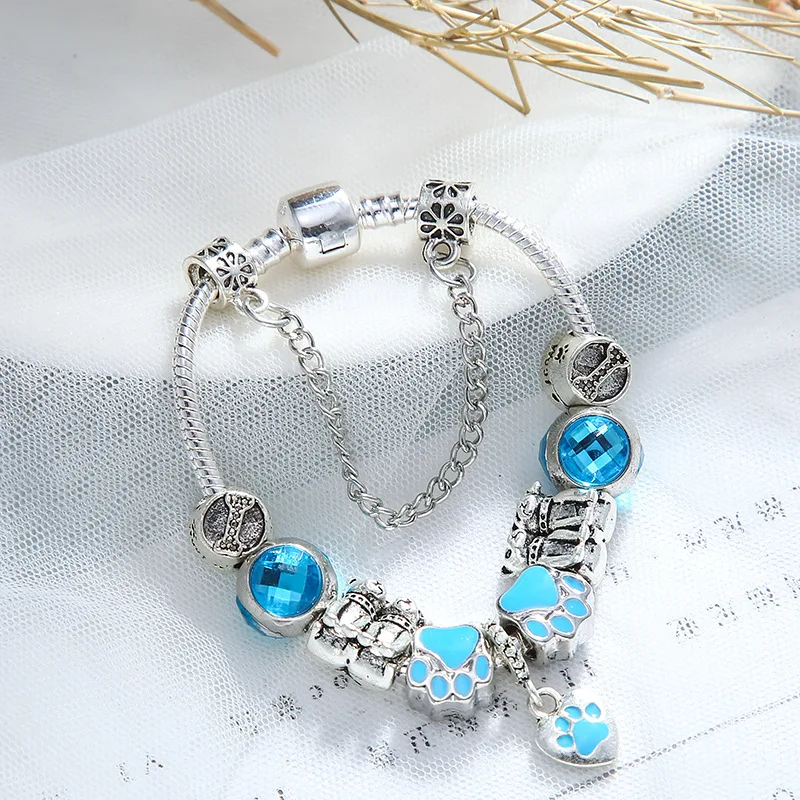 Роскошные Синие хрустальные кошачьи коготь милые бусины сердце Висячие подходят