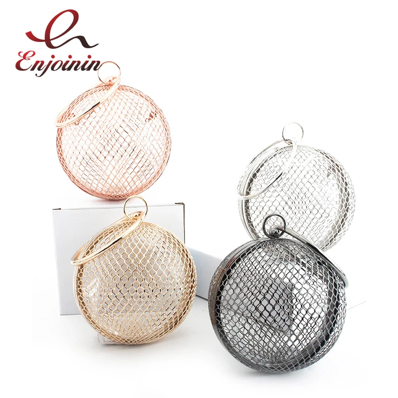 Модные маленькие сумки через плечо с металлическим отверстием круглые