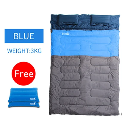 Blue3.0kg BSWolf Сверхлегкий Кемпинг спальный мешок Водонепроницаемый Утепленная одежда Двойной взрослых хлопковый облегающий спальный мешок для путешествий на открытом воздухе 2,2/3,0/3,5 кг - Цвет: Blue3.0kg
