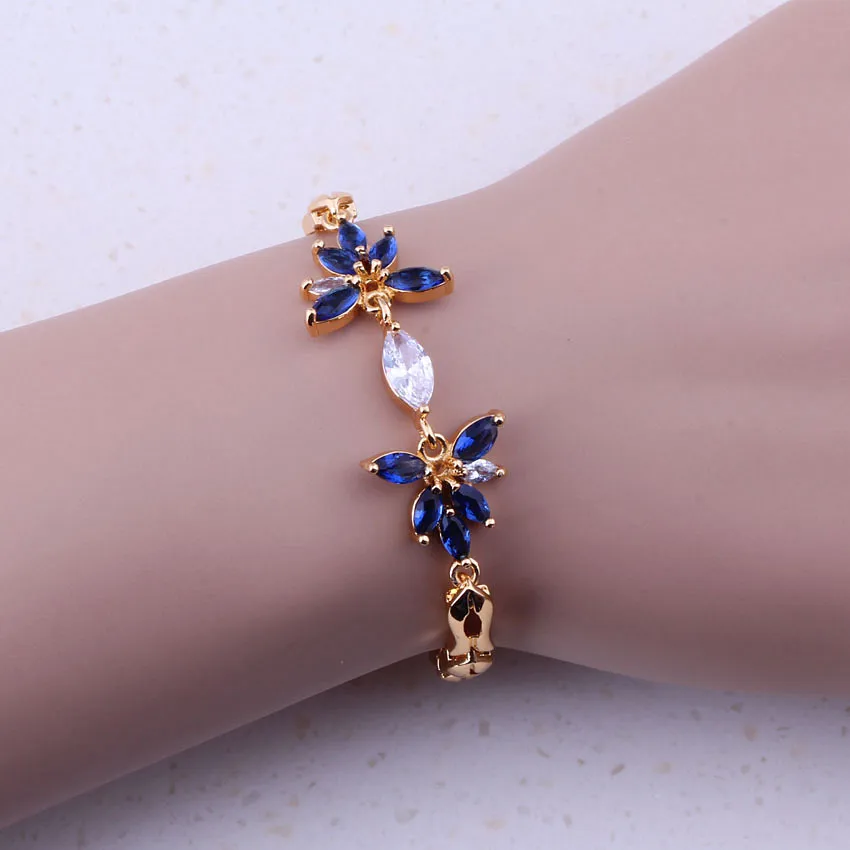 Женский браслет с имитацией синего кристалла и кубического циркония Подарочная