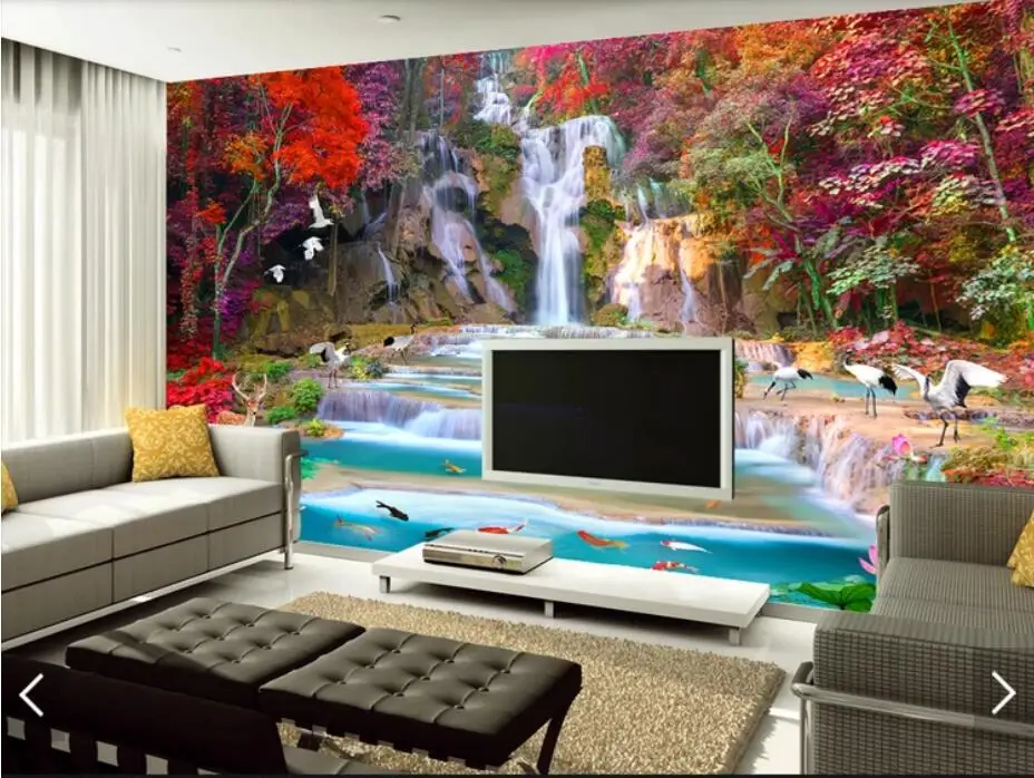 

Decoration Mural 3D Forest Waterfall Mural Wall Papers for Walls Wallpaper Nature View Canvas HD Photo Wallpapers Contact Paper