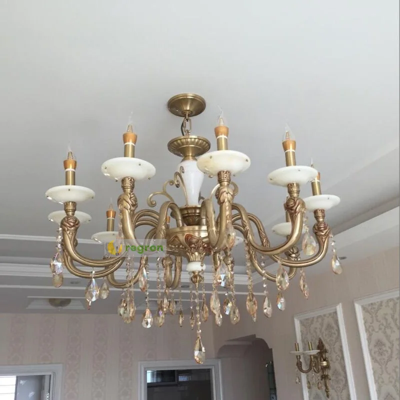 Latin American style Led Jade lamp Chandelier Crystal drop Lights sitting room Restaurant Retro hanging Copper | Лампы и освещение