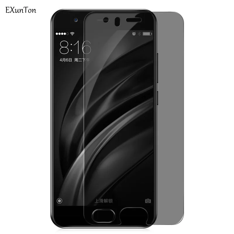 EXUNTON 2.5D Pre mi um надежное закаленное стекло для Xiaomi 6 анти шпион черный протектор