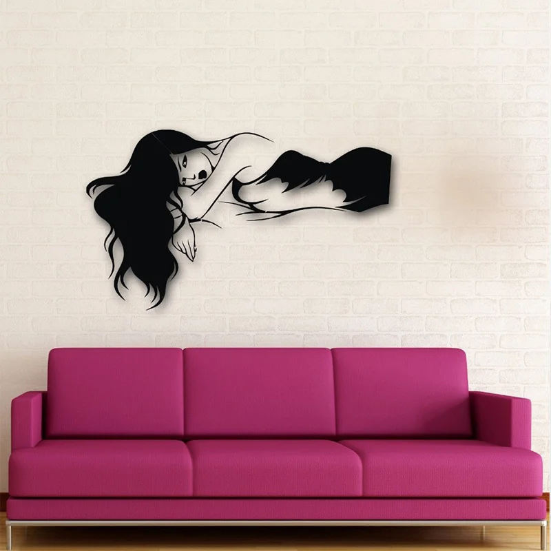 

New Sexy Girl Vinyl Wall Decal Beautiful Long Hair Girl Lying Sexy Woman Mural Art Wall Sticker Bar Room Salon Home Decoration