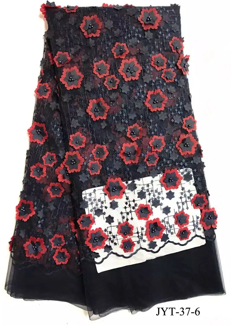 New arrival 3d flower french laces fabrics high quality African beaded tulle lace fabric for women dresses making JYT-37 | Дом и сад