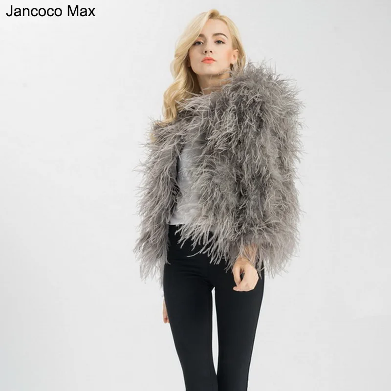 Женская куртка с натуральным мехом страуса Jancoco Max зимняя S1602 2019|real fur jacket|real jacket